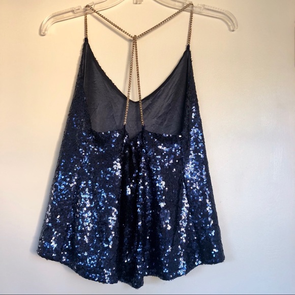 Navy Sequined Tank Top - Picture 2 of 3